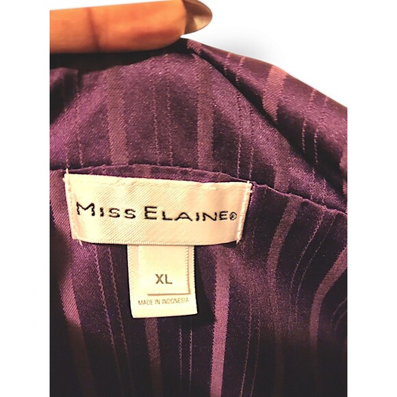 MISS ELAINE Women's 2-Pc. Striped Notched-Collar Pajamas Set Sz XL Cranberry - Picture 4 of 7